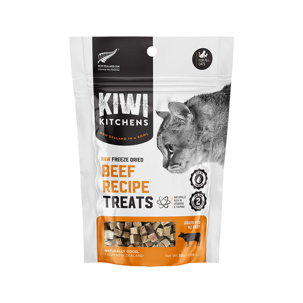 Kiwi Kitchens - Cat Beef Recipe Treats W/Organ Meat Grass Fed Raw Freeze Dried