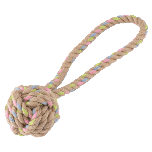 Beco - Hemp Ball With Loop Natural With Pink, Blue & Green