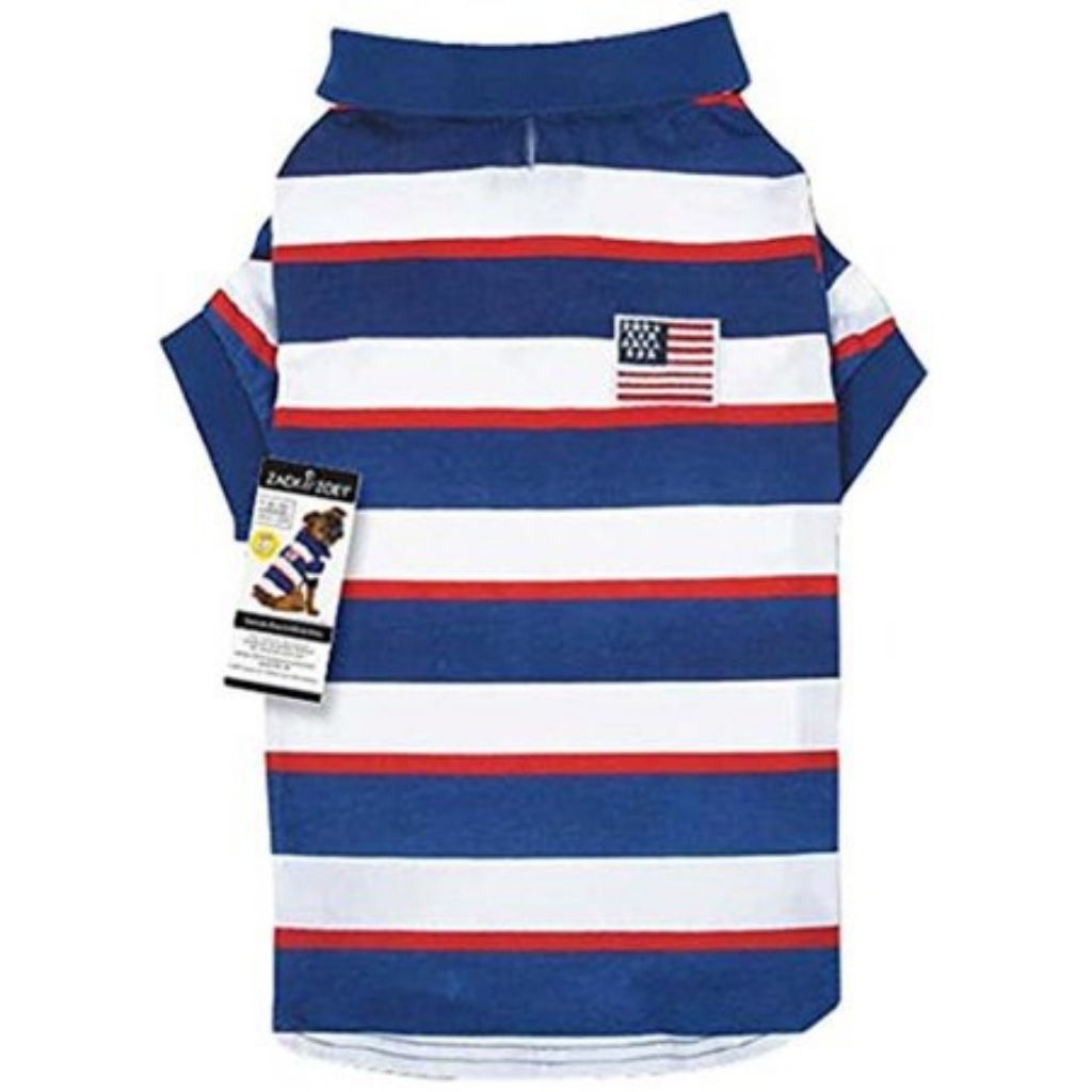Pet Edge - Polo Patriotic Pooch - Stripe With Flag Patch - SPF40
