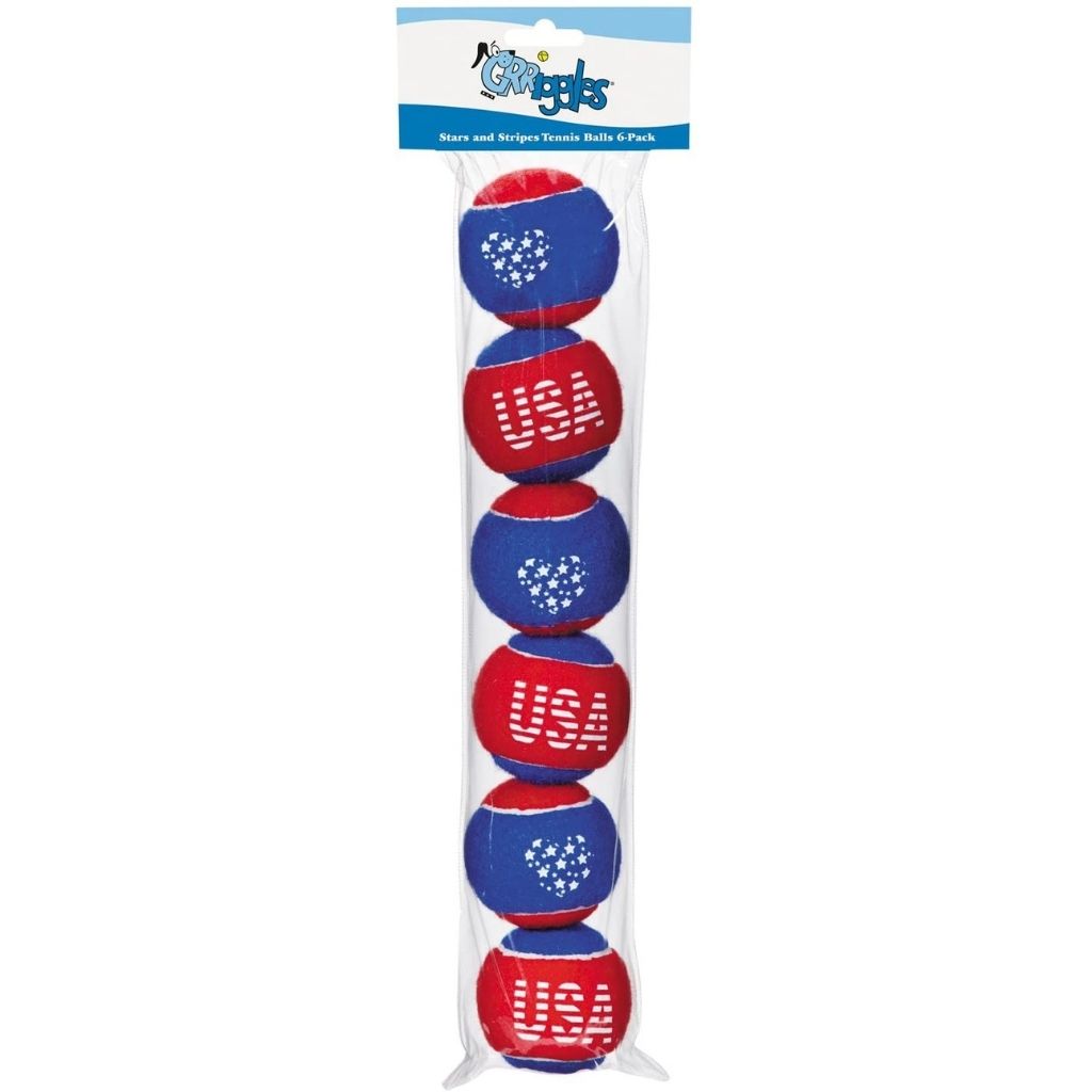 Pet Edge - Stars & Stripes Tennis Balls - 6 Pack