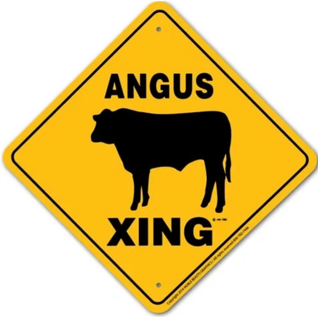 Angus Cow X-ing Sign