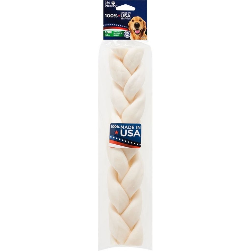 Pet Factory - Braid Rawhide 100% USA Beefhide 12"