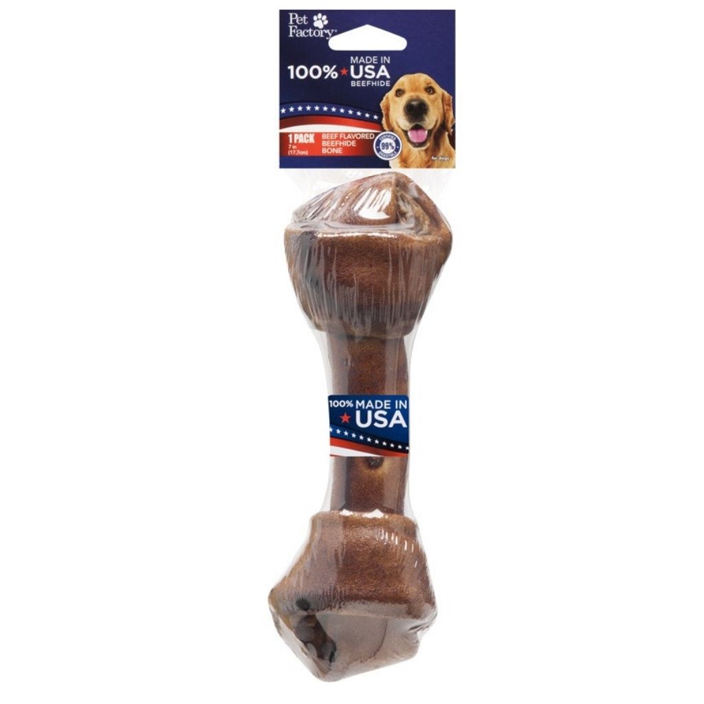 Pet Factory - Knotted Bone Rawhide Beef Flavor