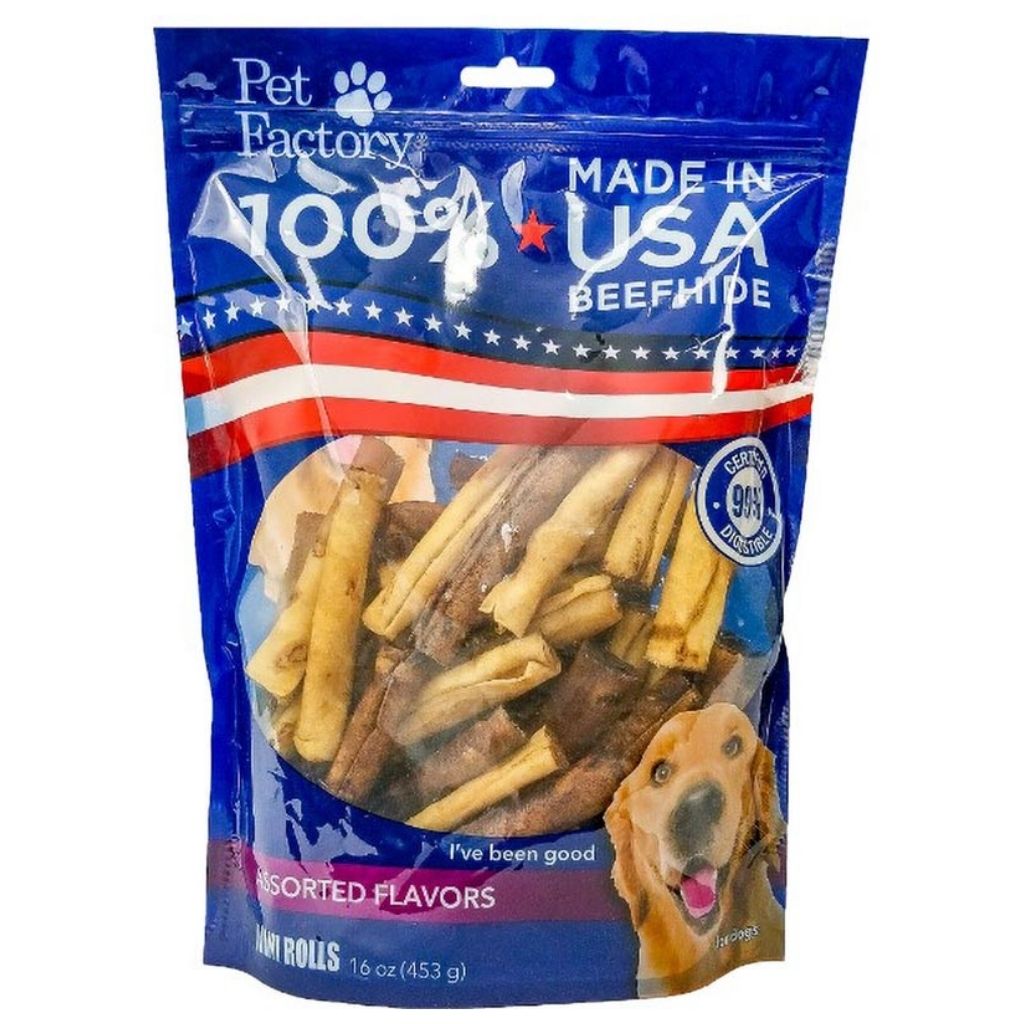 Pet Factory - Mini Rolls Rawhide 2.5" Beef & Chicken 100% USA Beefhide