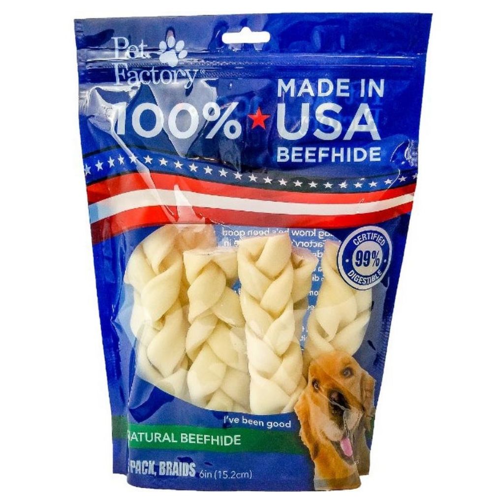 Pet Factory - Braids Rawhide 100% USA Beefhide