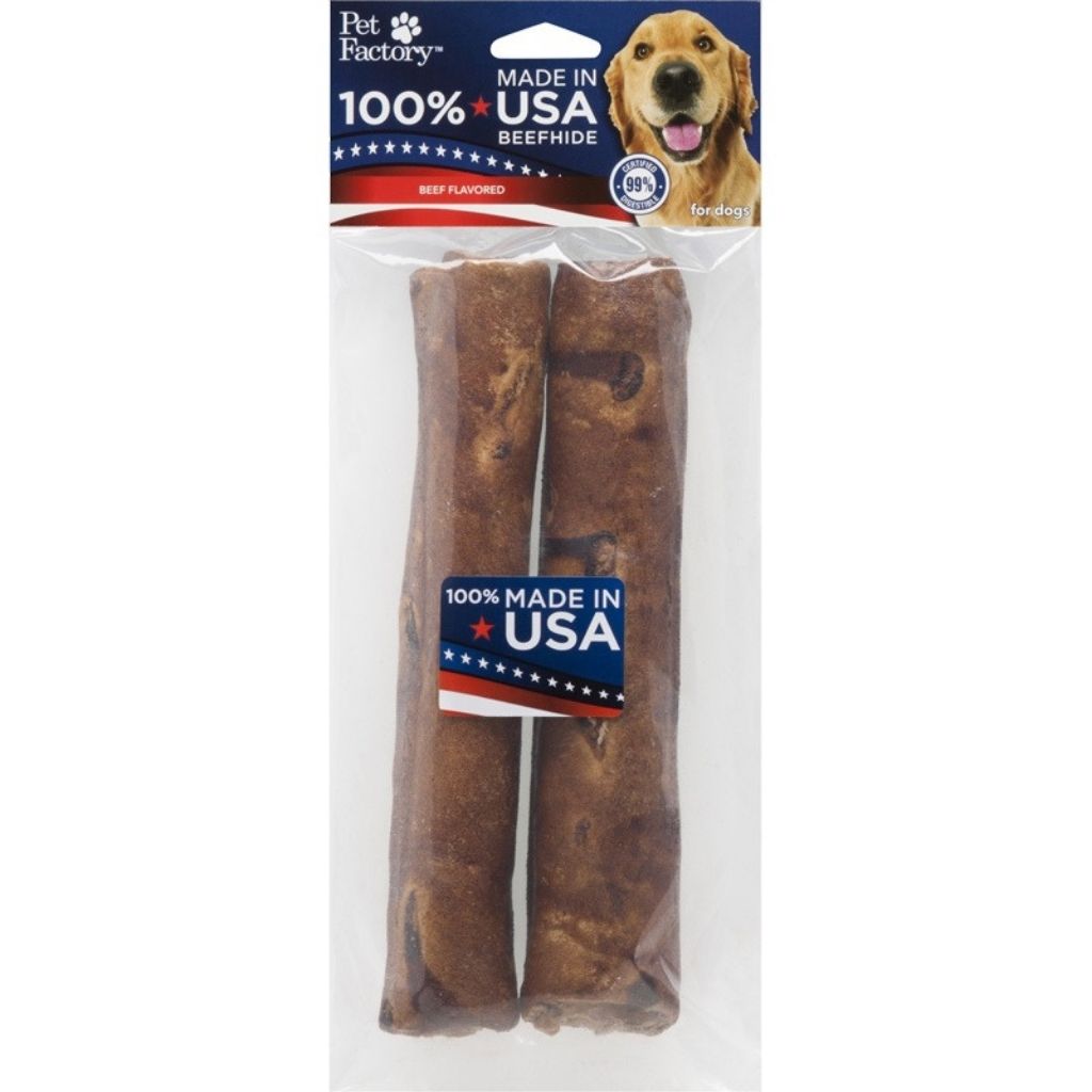 Pet Factory - Retriever Rolls Rawhide Medium 100% USA Beefhide 2 pk