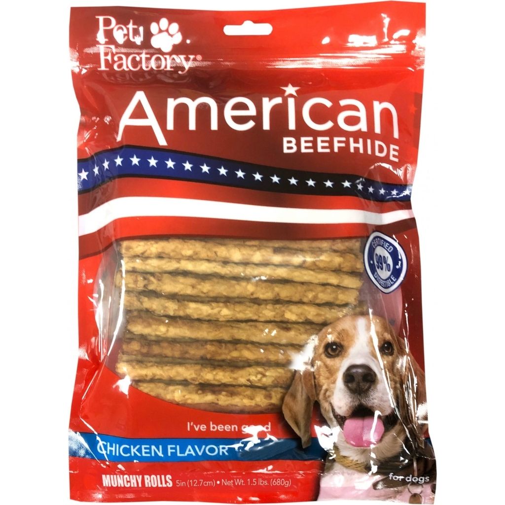 Pet Factory - Munchy Mini Rolls Rawhide Beefhide Chicken 3" 100 pack