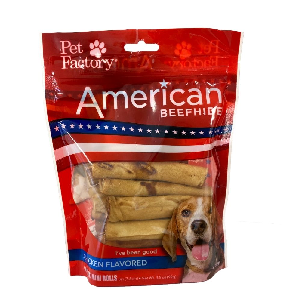 Pet Factory - Mini Rolls 3" Rawhide American Beefhide 14 pack
