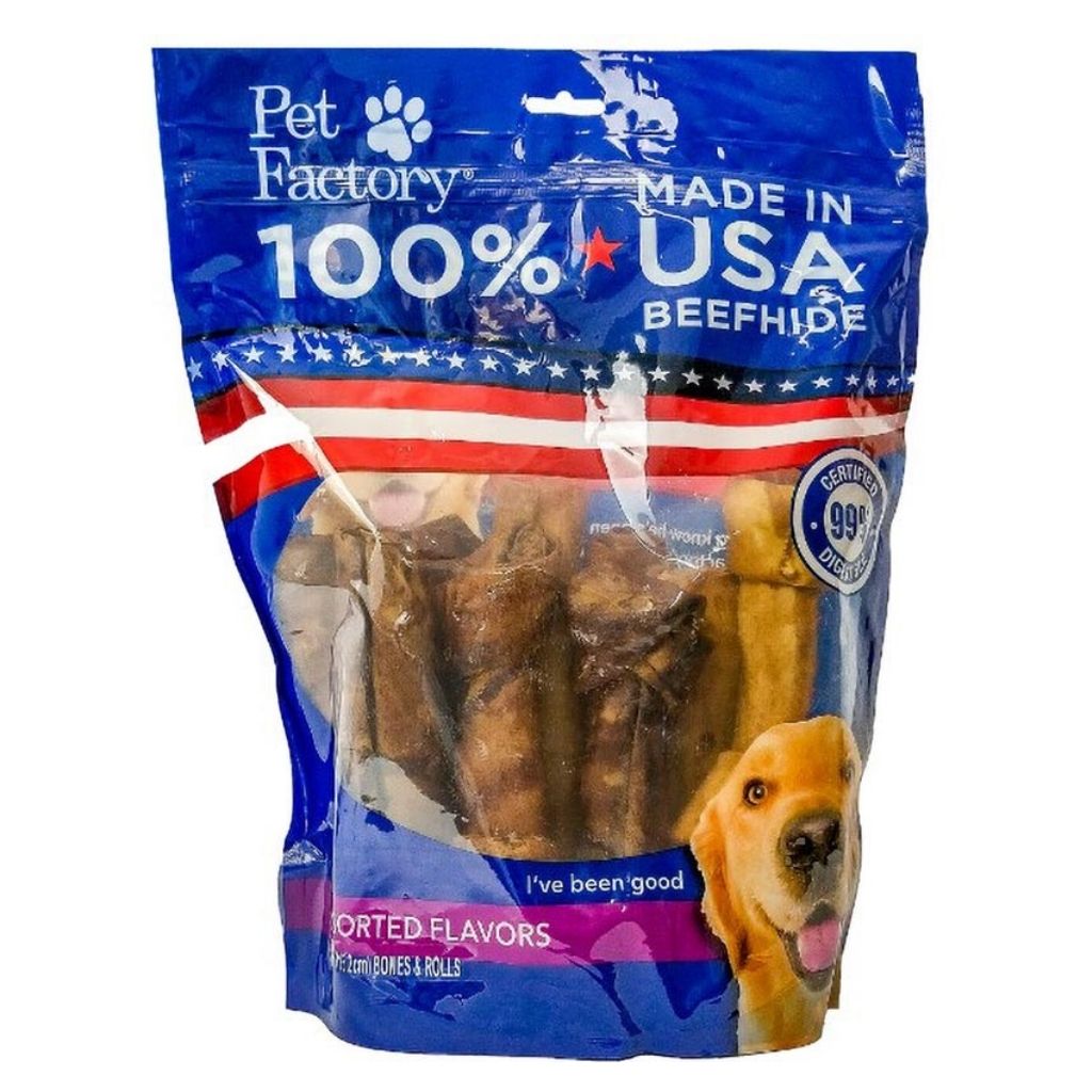 Pet Factory - Rawhide Assortment Medium Dog Beefhide 6-7" 10 Pack