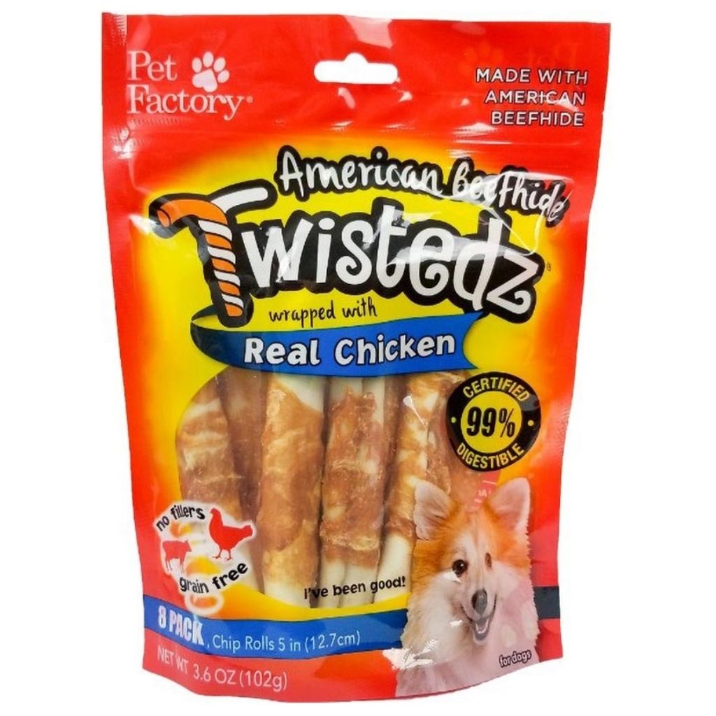 Pet Factory - Twistedz Chip Rolls 5" With Chicken - American Beefhide