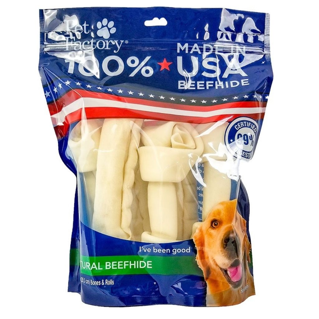 Rawhide Assortment Large Dog 100 USA Beefhide 6 Pack