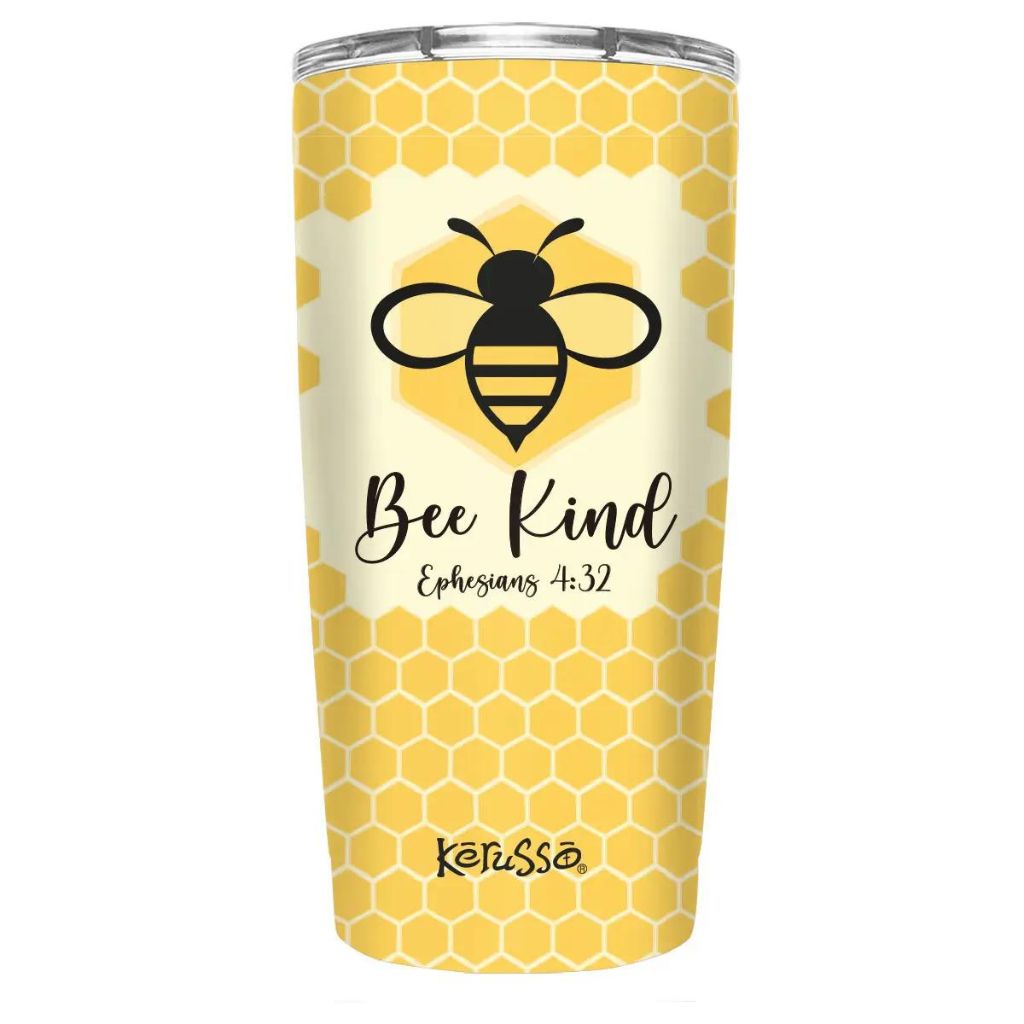 Kerusso - Travel Mug w/ Lid- Bee Kind Yellow w/ Bee
