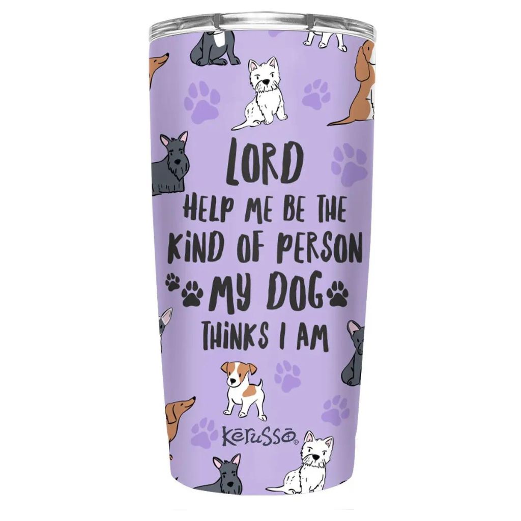 Kerusso - Travel Mug w/ Lid-My Dog Purple w/Dogs