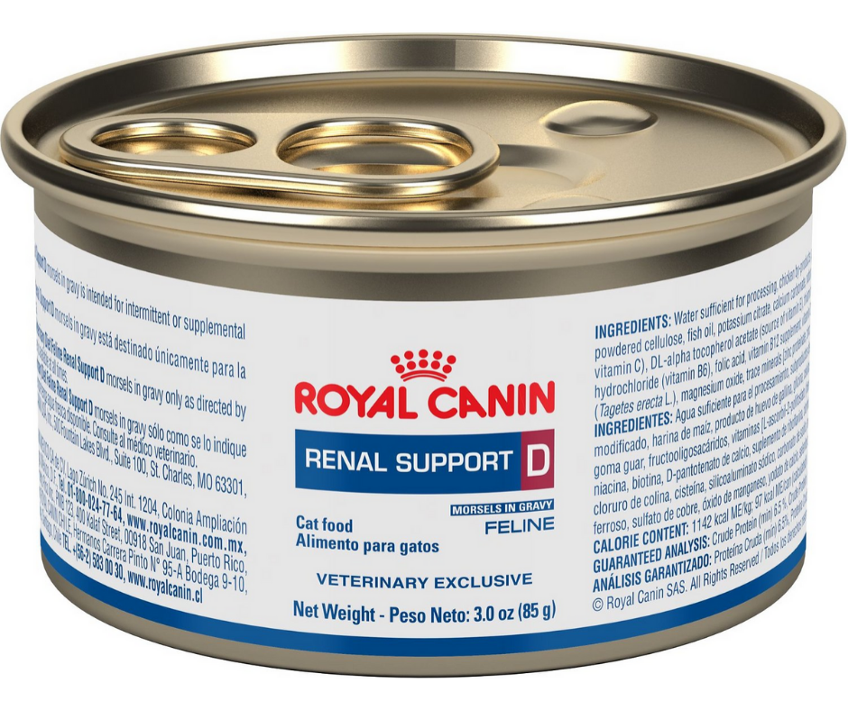 Royal Canin Veterinary Diet - Renal Support "D", "Delectable" Morsels in Gravy Canned Cat Food-Southern Agriculture