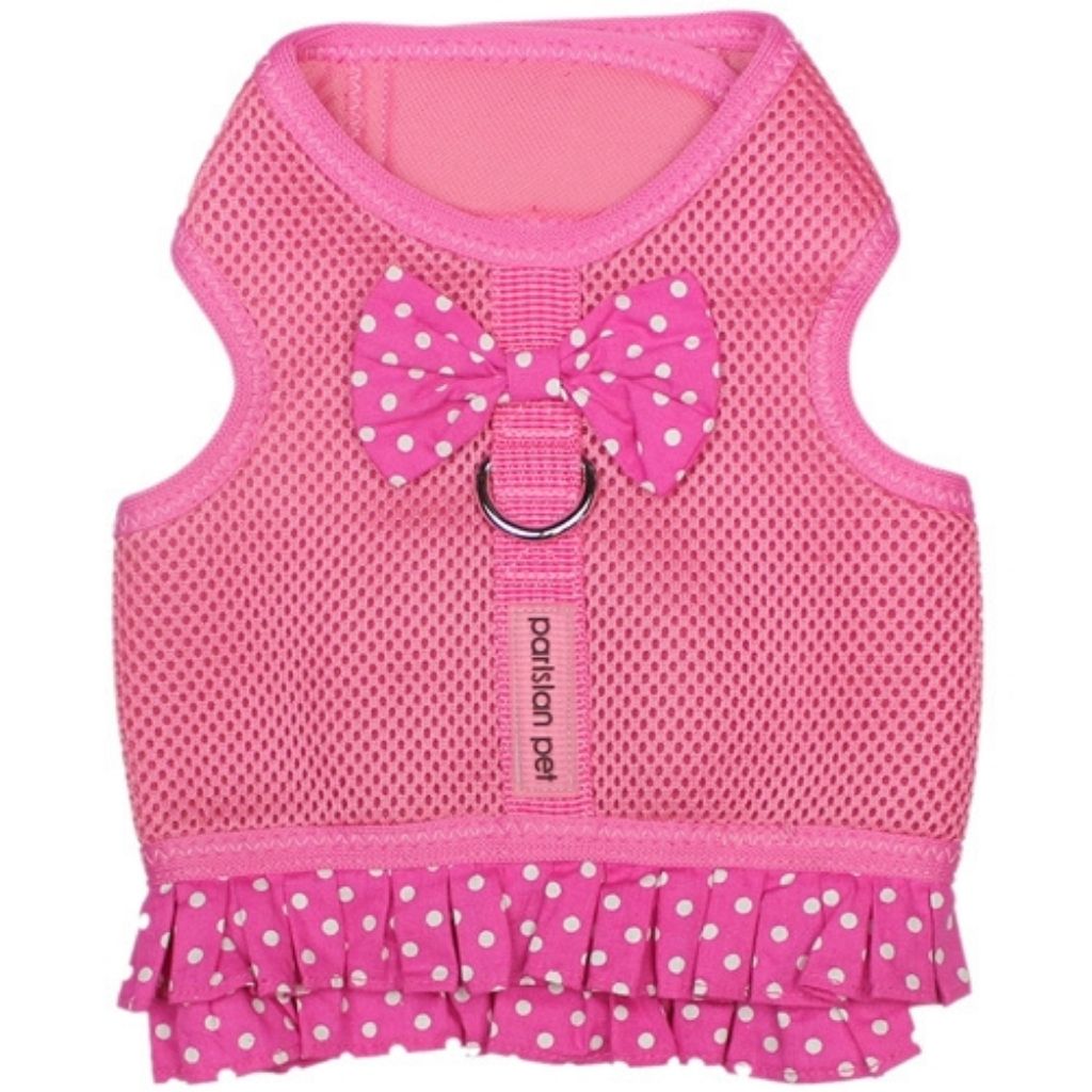 open lace back dress Parisian Pet Polka Dot Dog Harness Dress - Pink