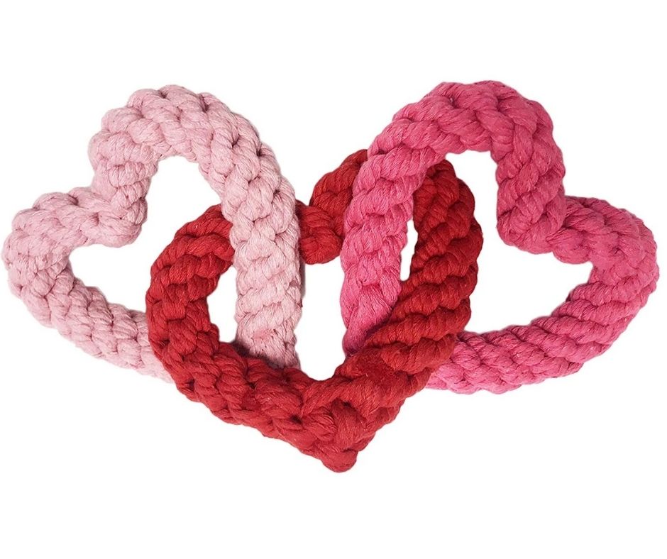 Interlocking Heart Rope Valentine Dog Toy by Midlee-Southern Agriculture