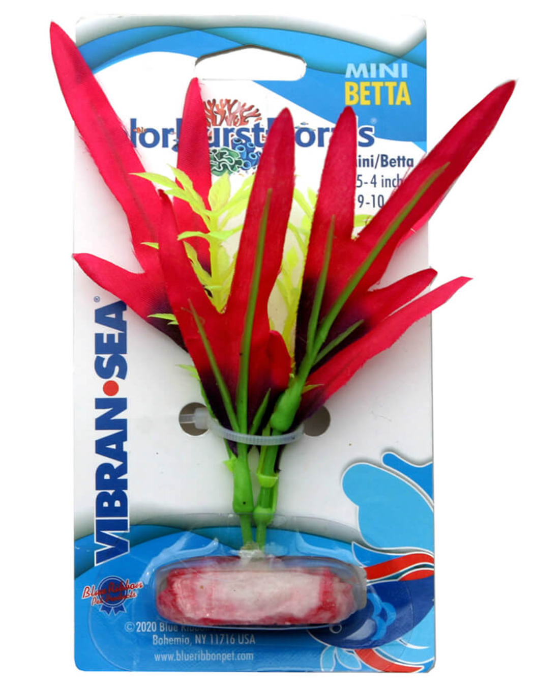 Blue Ribbon - Finger Leaf Plant Red Silk-Style With Resin Base