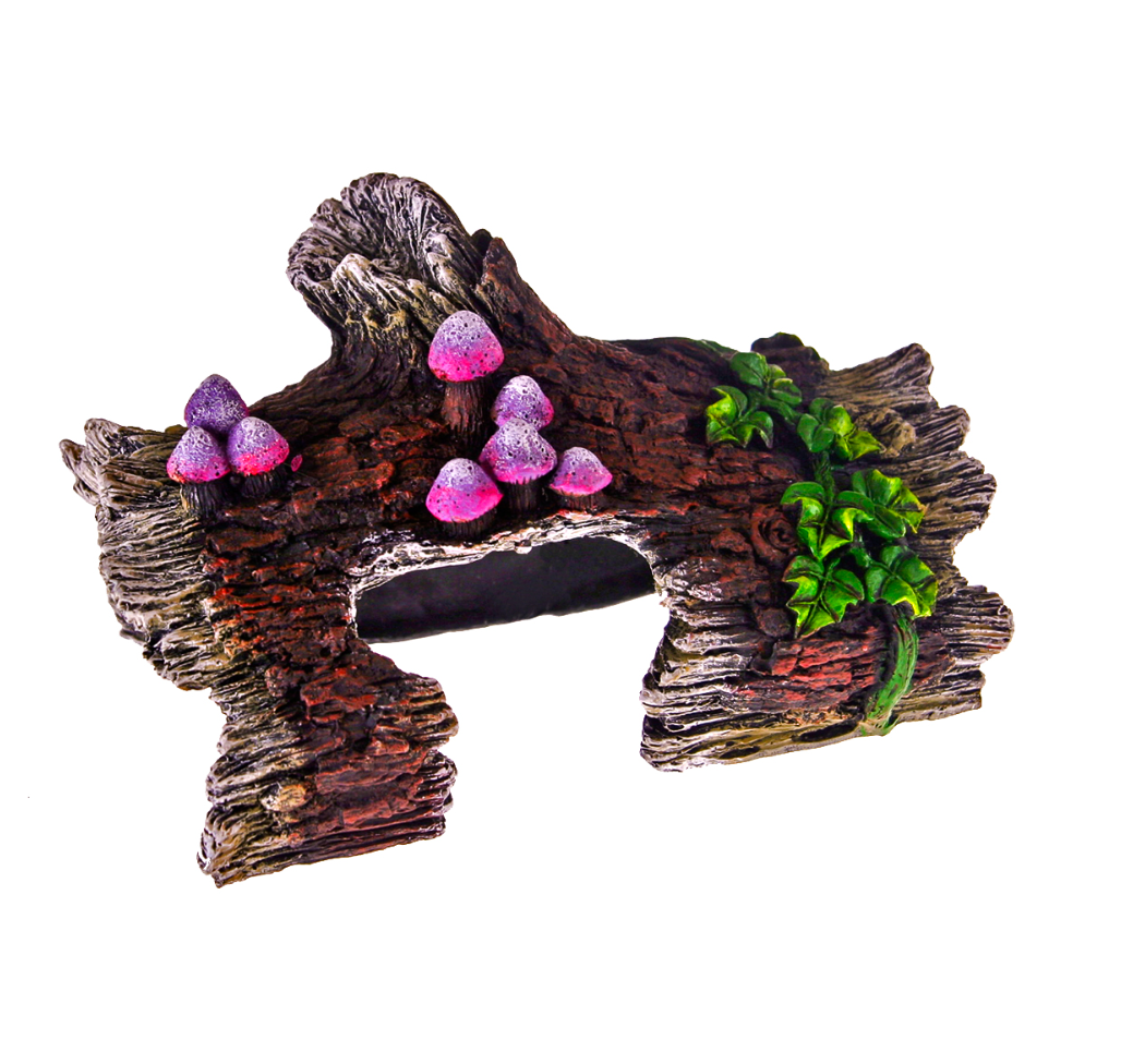 Blue Ribbon - Log Hideaway With Vines Fish Tank Ornament