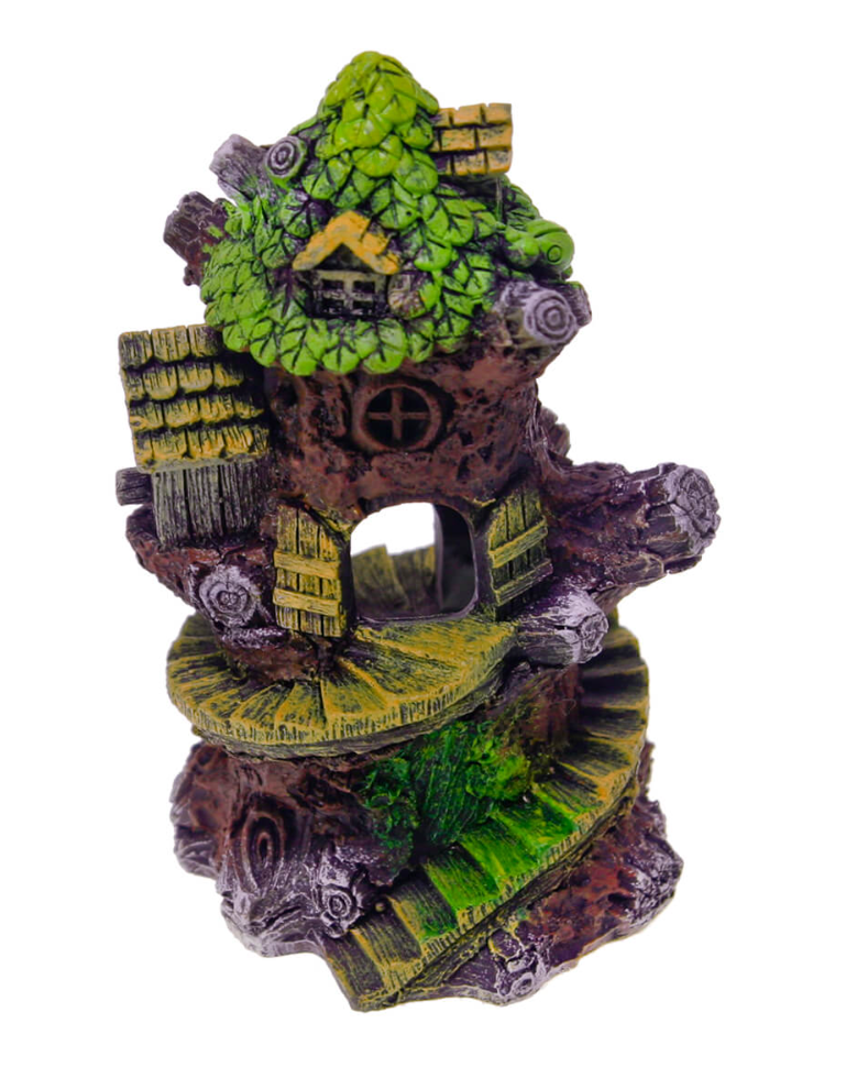 Blue Ribbon - Green Roof Tree House Fish Tank Ornament
