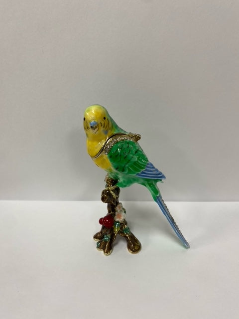 Kubla Crafts - Green Parakeet Trinket Box