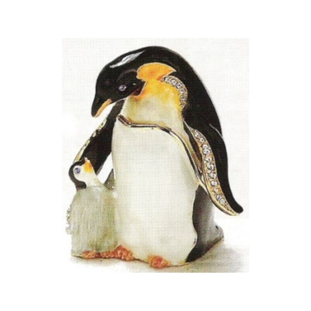 Kubla Crafts - Bejeweled Enamel Penguin and Baby Box Jewelry & Necklaces-Southern Agriculture
