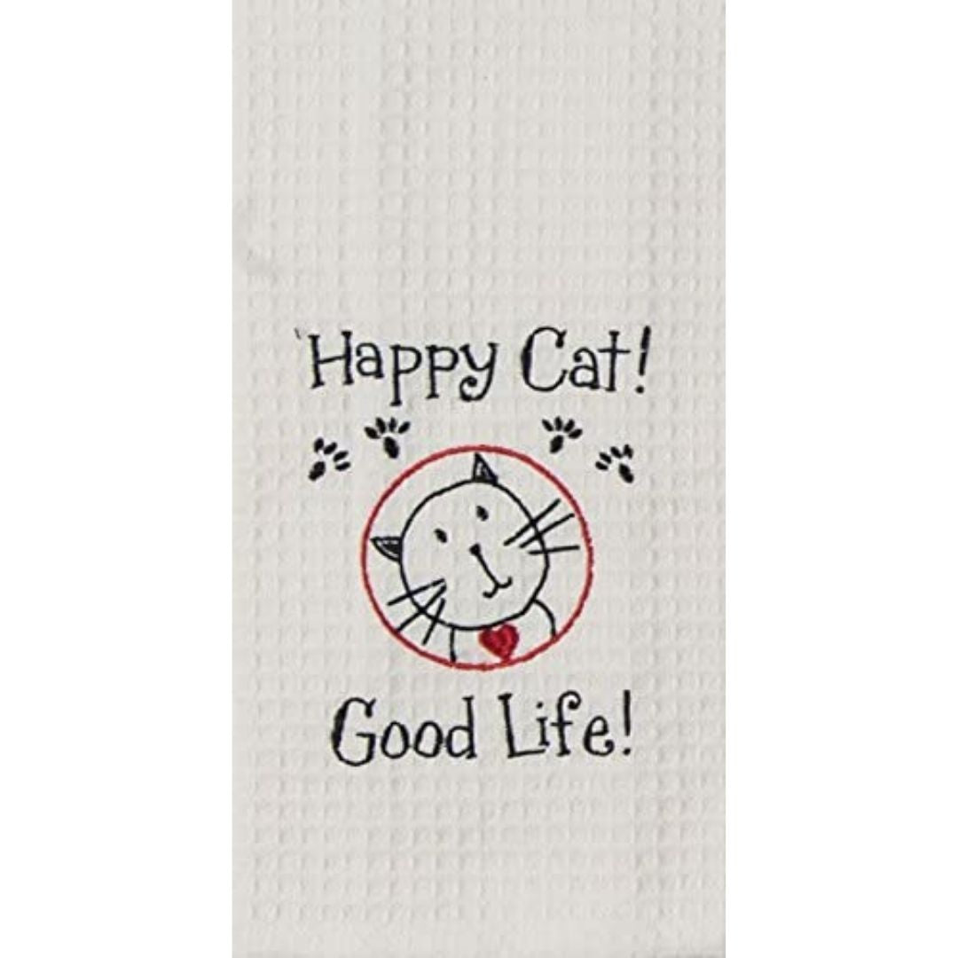 Kay Dee Designs - Happy Cat Embroidered Waffle Towel-Southern Agriculture