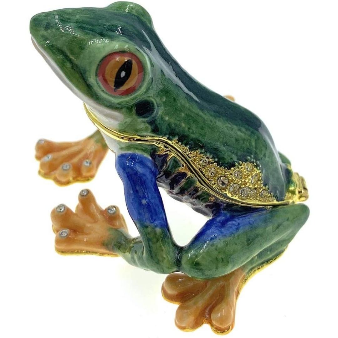 Kubla Crafts - Tree Frog Bejeweled Trinket Box