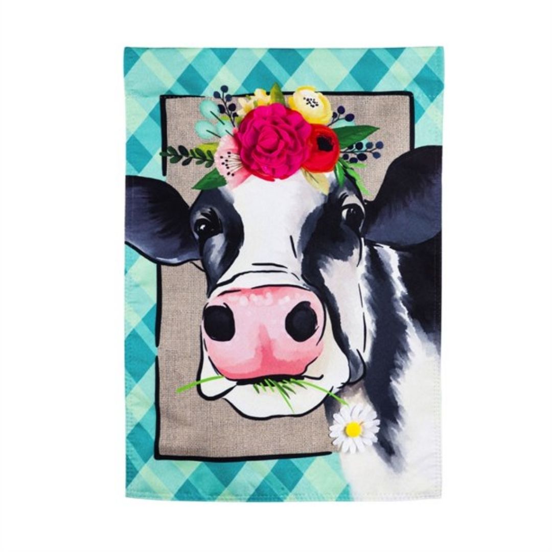Evergreen Enterprises - Floral Crown Cow Flag