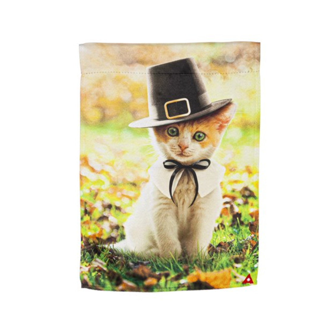Evergreen Enterprises - Pilgrim Cat Garden Suede Flag
