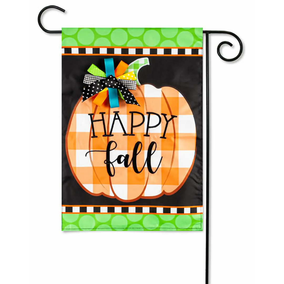 Evergreen Enterprises - Happy Fall Pumpkin Applique Garden Flag