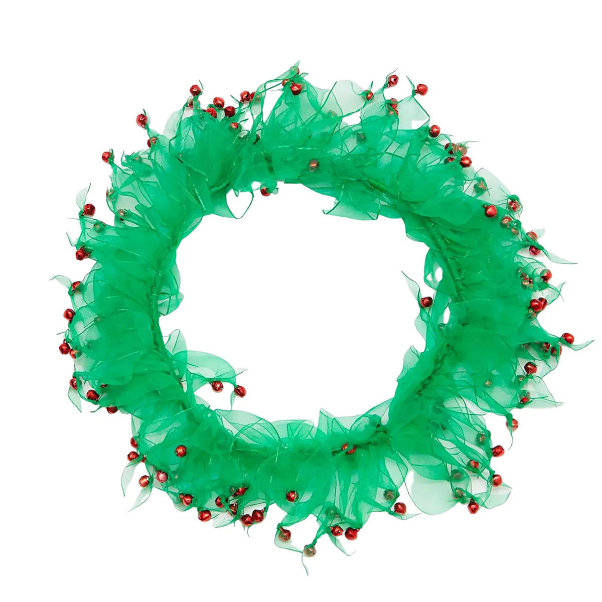 Midlee - Dog Collar Wreath Green w Red Bells