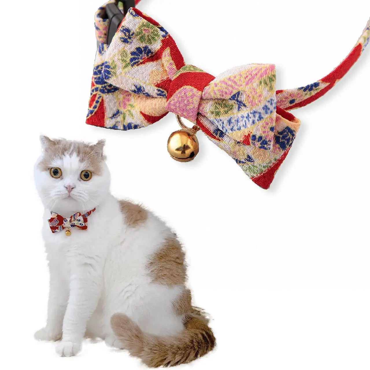 Cat Collar Chirimen Kimono Bow Tie