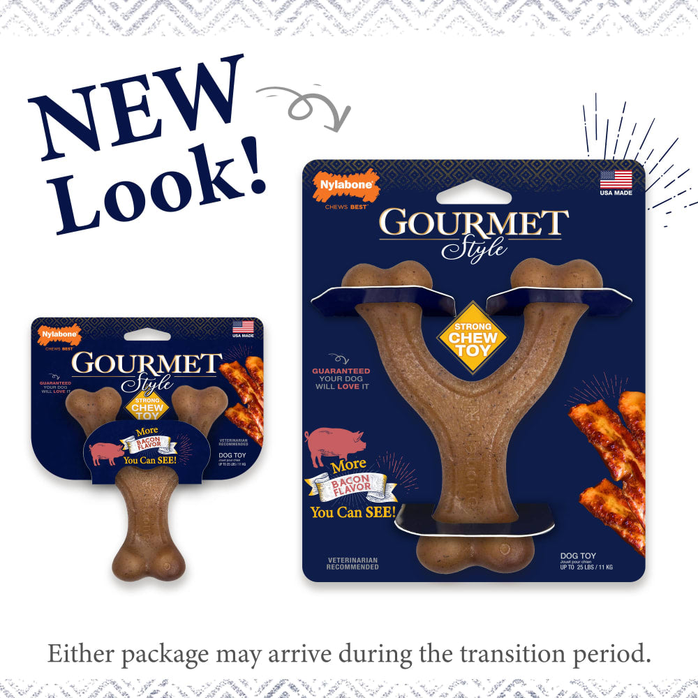 Nylabone - Gourmet Wishbone Bacon Regular Strong Chew