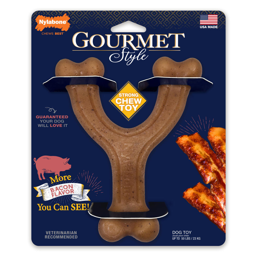 Nylabone - Gourmet Wishbone Bacon Regular Strong Chew