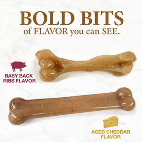 Nylabone - Gourmet Bone & Femur (Cheddar & Baby Back Ribs) Strong Chew