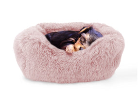 Precious Tails - Cuddler Round Luxe Faux Fur Pet Bed, Pink