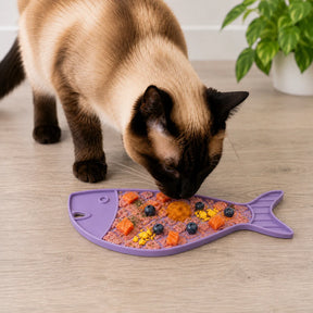 SodaPup - Enrichment Lick Mat for Cats Purple Goldfish