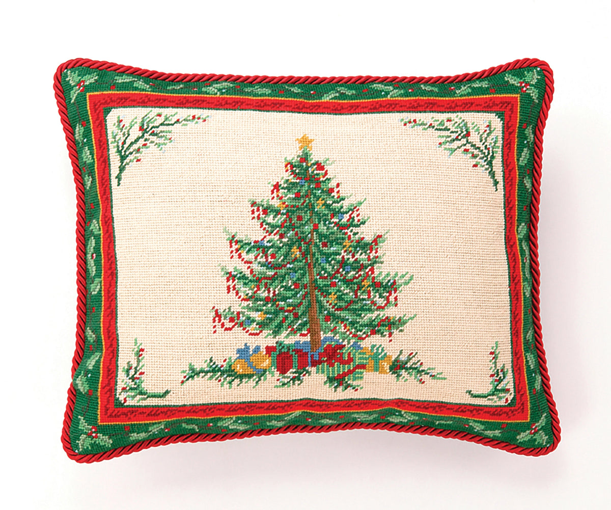 Peking HandiCraft - Pillow Classic Christmas W/ Berry Needlepoint