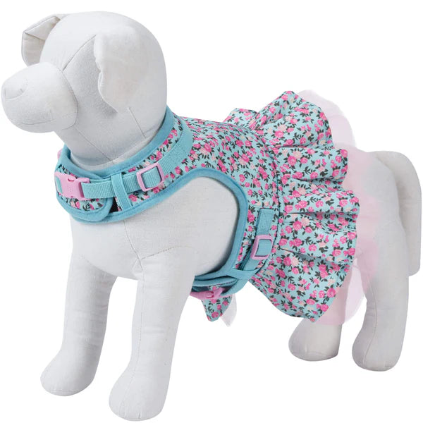 Light Blue | Made Well Floral Print Dog Dress Harness