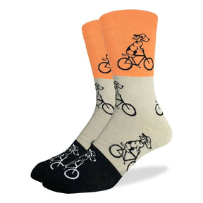 Good Luck Sock - Orange Dog Riding Bike