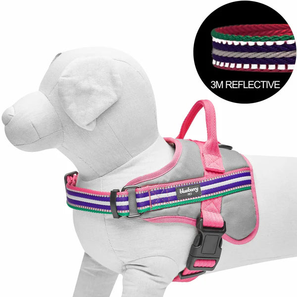 Pink, Emerald and Orchid | Service K-9, 3M Reflective Dog Harness