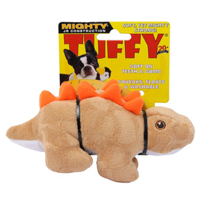 Tuffy Dog Toys - Mighty Jr Dinosaur Stegosaurus Plush Squeaky Durable Toy