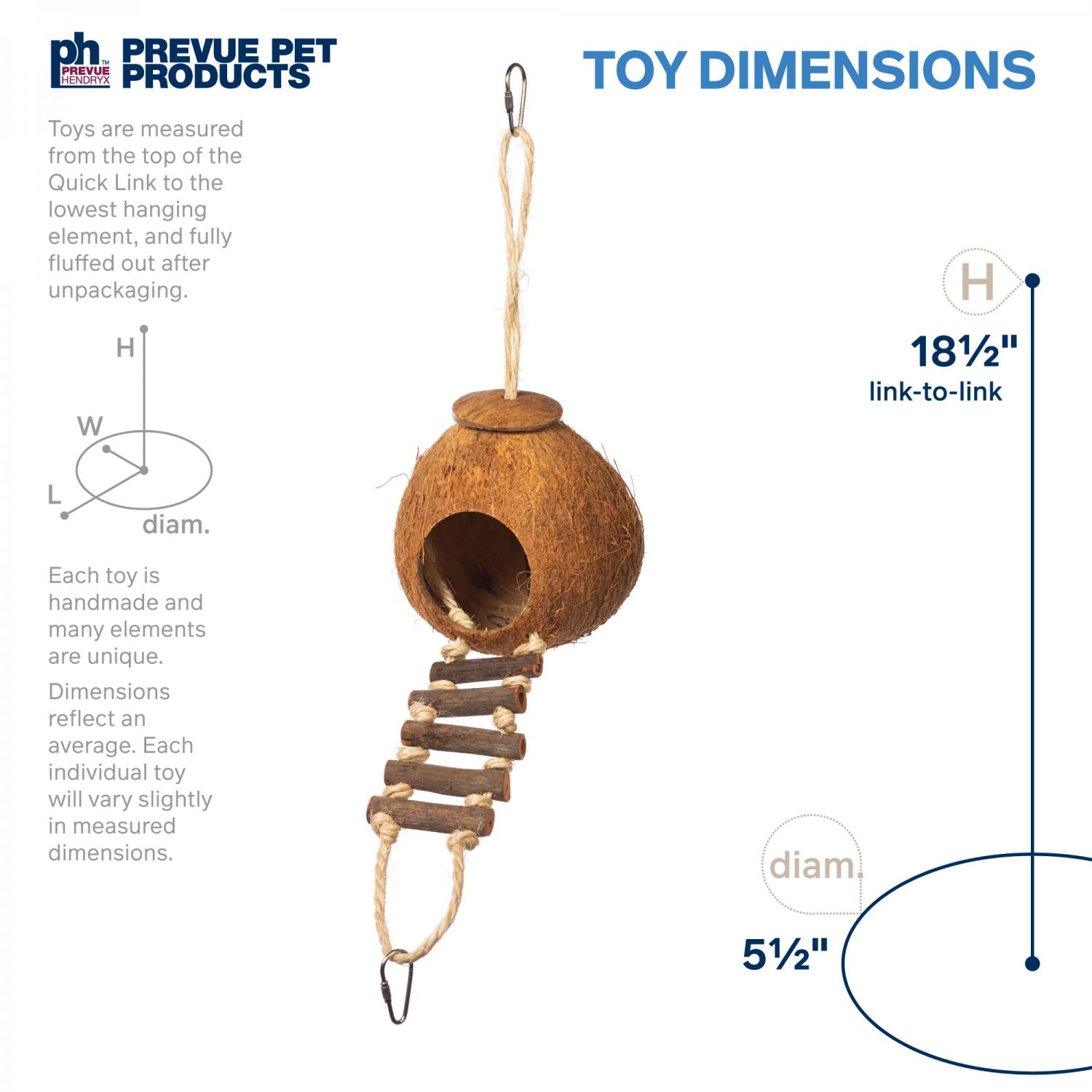 Prevue Hendryx - Climb & Hide Coco Cave With Wood Stick Ladder