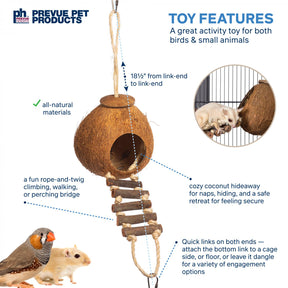 Prevue Hendryx - Climb & Hide Coco Cave With Wood Stick Ladder