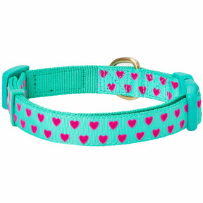 Minty Green | Dotted Velvet Heart Dog Collar