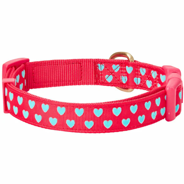 Lust Red | Dotted Velvet Heart Dog Collar