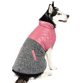 Jacket Colorblock Radiator Quilted Puffer and Fleece Gray & Pink
