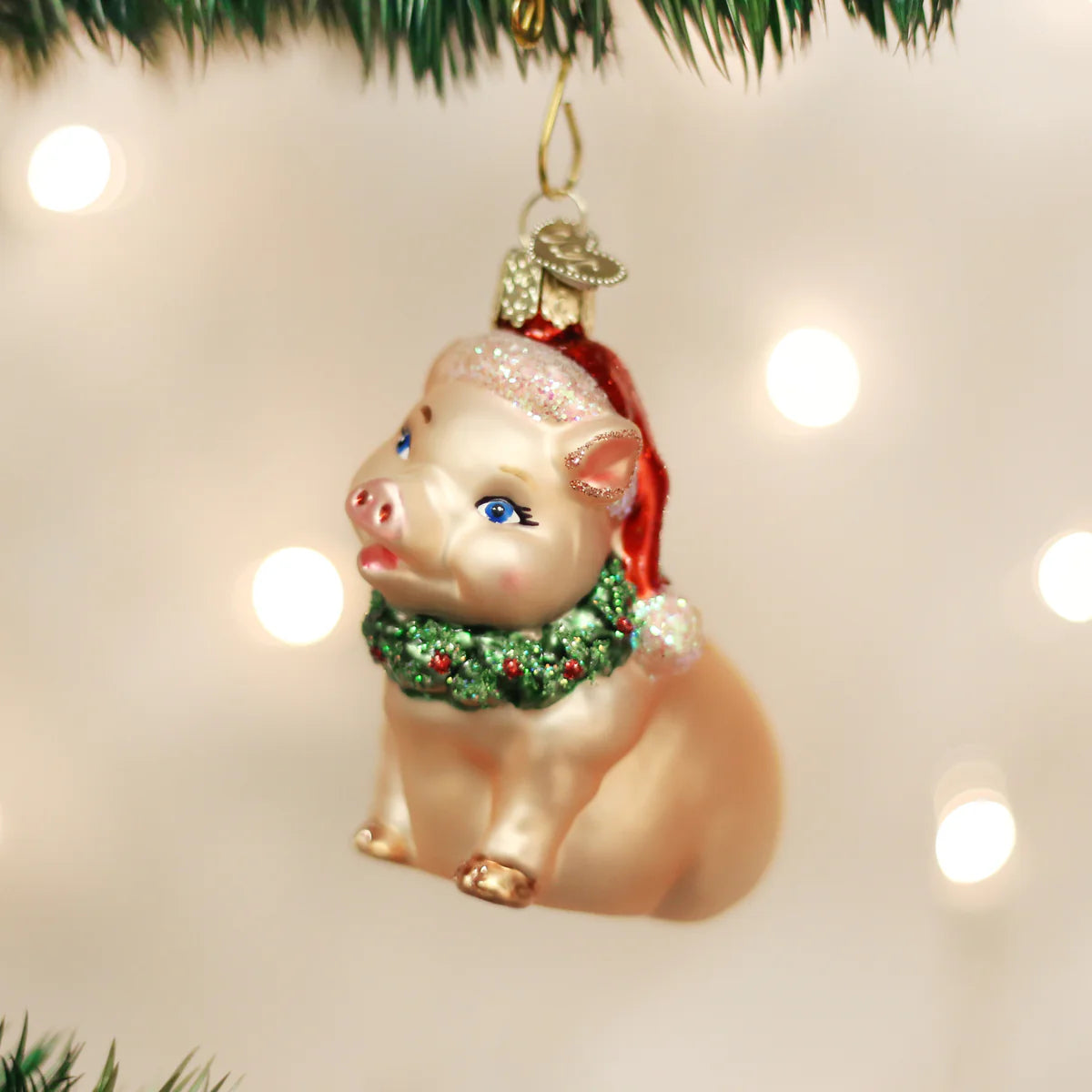 Old World Christmas - Holly Pig Ornament