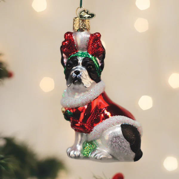 Old World Christmas - Ornament Glass Holiday French Bulldog