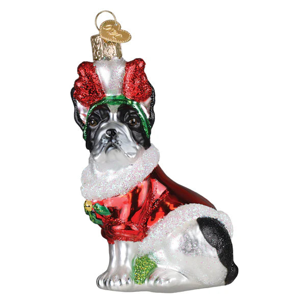 Old World Christmas - Ornament Glass Holiday French Bulldog